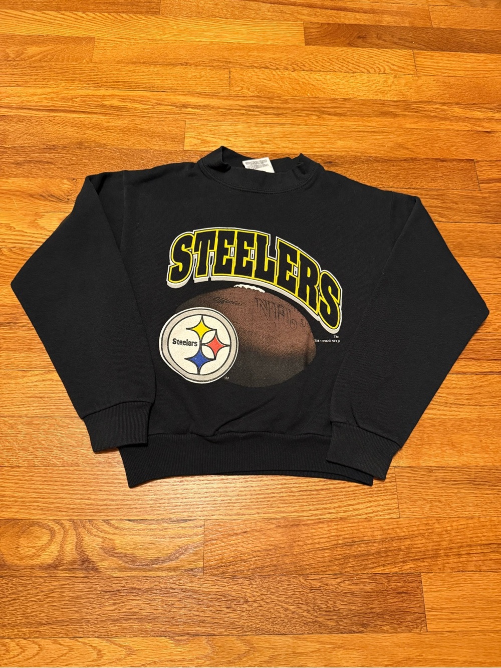 Vintage 90s Pittsburgh Steelers Crewneck Sweatshirt, Kids Youth Medium NFL 1996